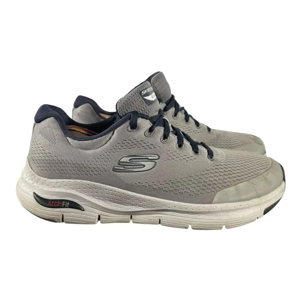 Skechers Men’s Arch Fit Sneakers Air Cooled Gray Blue Knit Comfort Size 10.5